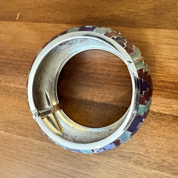 Aztec Pattern Enameled Clamper Bracelet - Picture 5 of 10
